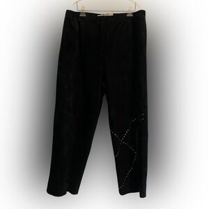 Vintage Terry Lewis Classic Luxuries Leather Studded Straight Leg Black Pants 22